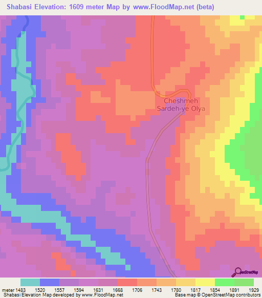 Shabasi,Iran Elevation Map