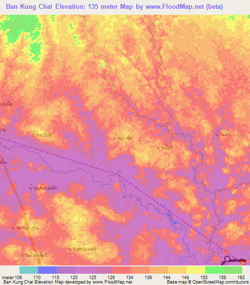 Ban Kung Chai,Thailand Elevation Map