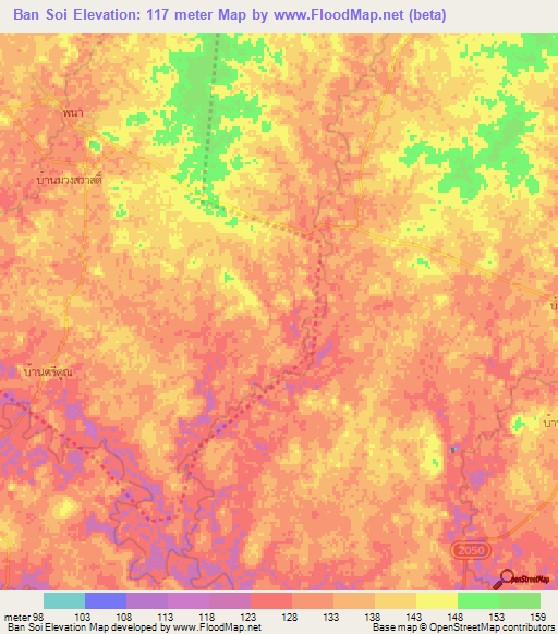 Ban Soi,Thailand Elevation Map