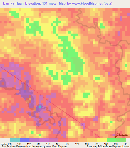 Ban Fa Huan,Thailand Elevation Map