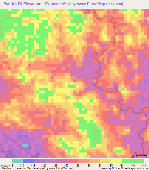 Ban Na Di,Thailand Elevation Map