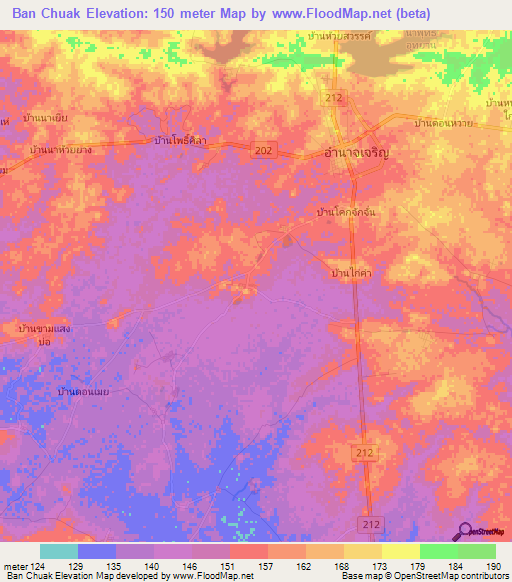 Ban Chuak,Thailand Elevation Map