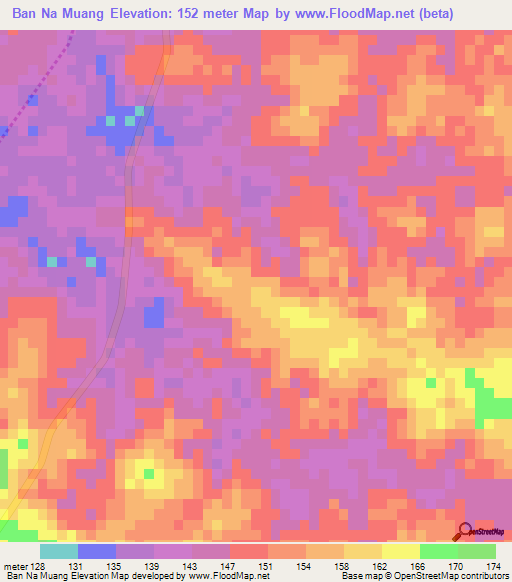 Ban Na Muang,Thailand Elevation Map