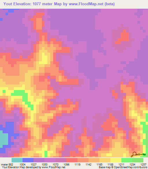 Yout,Vietnam Elevation Map