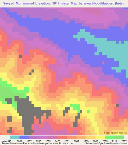 Seyyed Mohammad,Iran Elevation Map