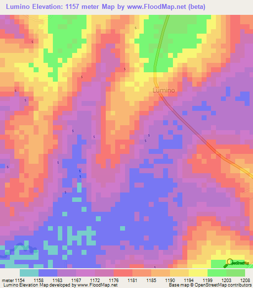 Lumino,Kenya Elevation Map