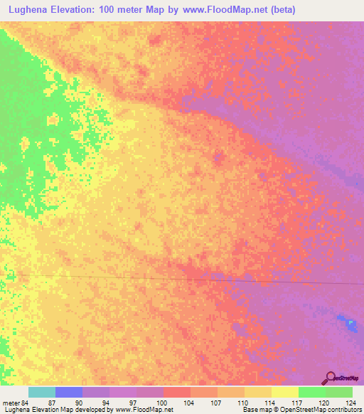 Lughena,Kenya Elevation Map