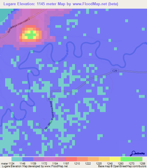 Lugare,Kenya Elevation Map
