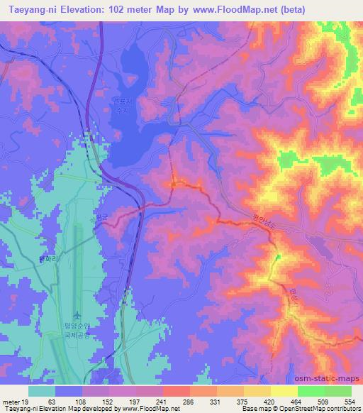 Taeyang-ni,North Korea Elevation Map