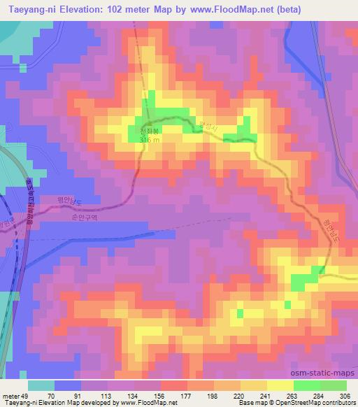 Taeyang-ni,North Korea Elevation Map