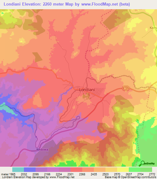 Londiani,Kenya Elevation Map
