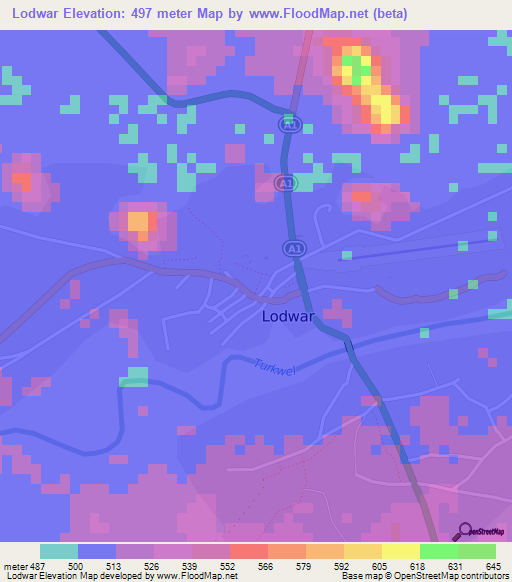 Lodwar,Kenya Elevation Map