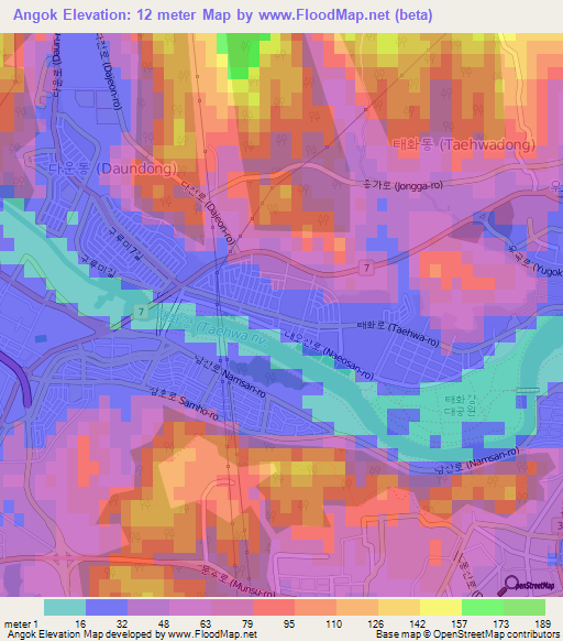 Angok,South Korea Elevation Map