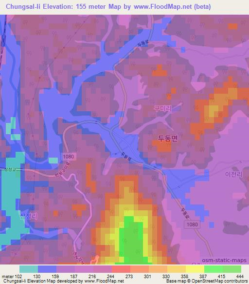 Chungsal-li,South Korea Elevation Map