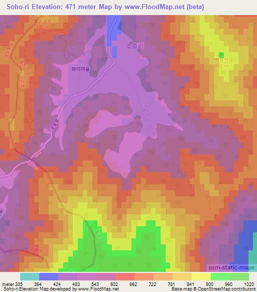 Soho-ri,South Korea Elevation Map