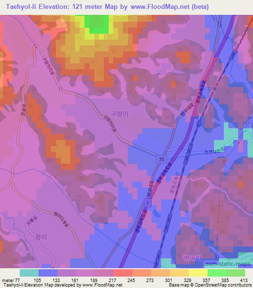Taehyol-li,South Korea Elevation Map