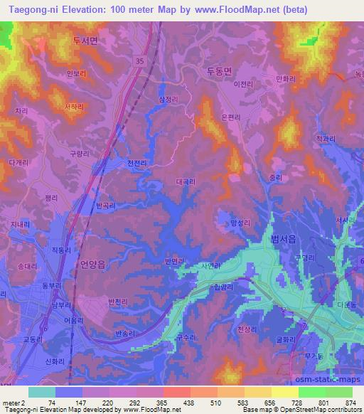 Taegong-ni,South Korea Elevation Map