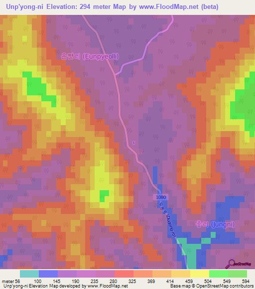 Unp'yong-ni,South Korea Elevation Map