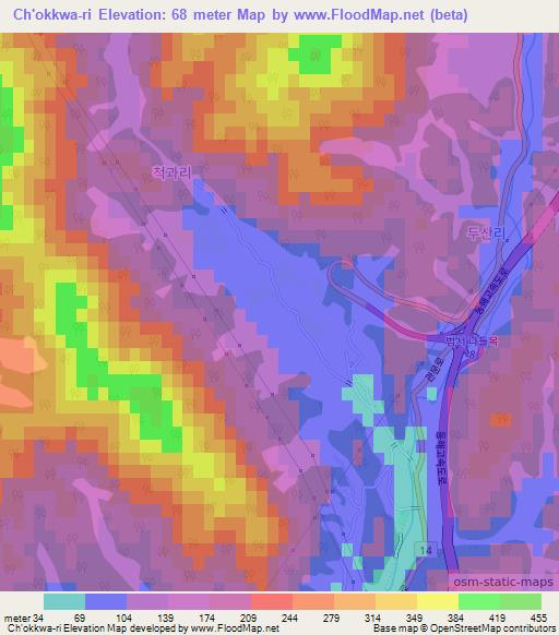 Ch'okkwa-ri,South Korea Elevation Map