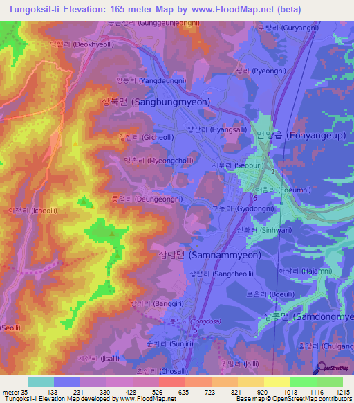 Tungoksil-li,South Korea Elevation Map