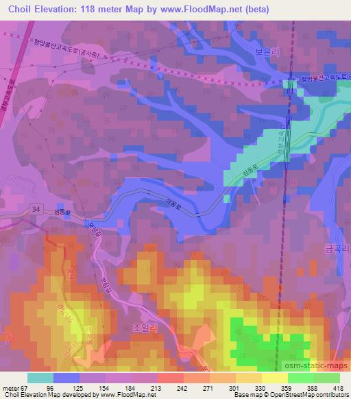 Choil,South Korea Elevation Map