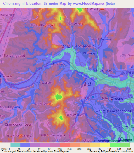 Ch'onsang-ni,South Korea Elevation Map