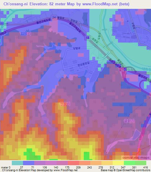 Ch'onsang-ni,South Korea Elevation Map