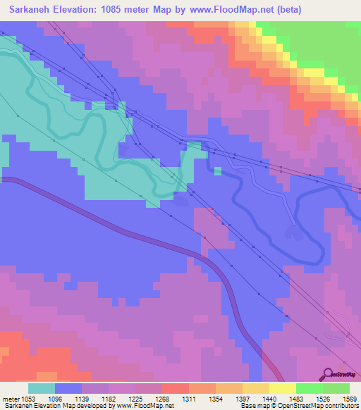 Sarkaneh,Iran Elevation Map