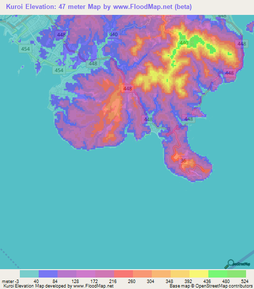 Kuroi,Japan Elevation Map