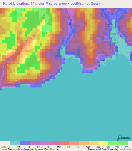 Kuroi,Japan Elevation Map