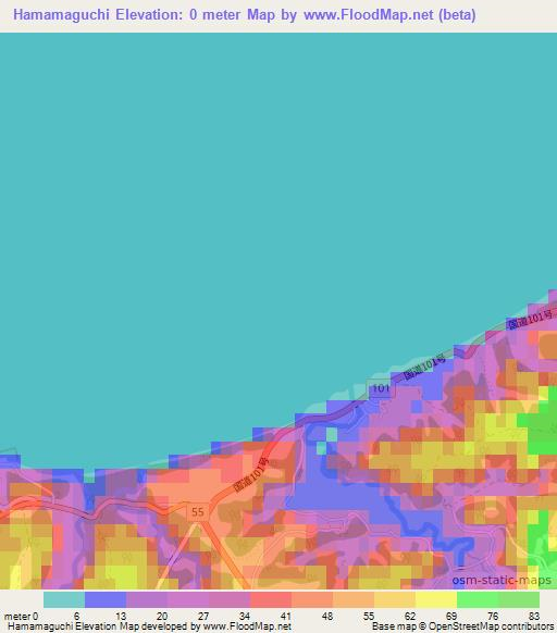 Hamamaguchi,Japan Elevation Map