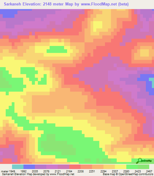 Sarkaneh,Iran Elevation Map