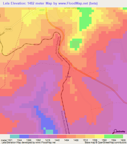 Lela,Kenya Elevation Map