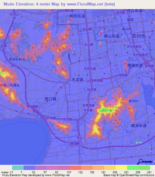 Mudu,China Elevation Map
