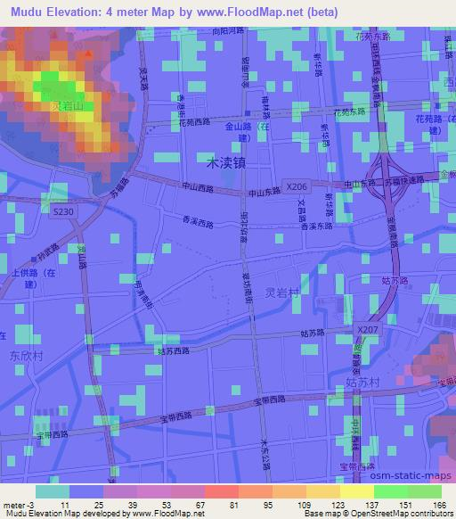 Mudu,China Elevation Map
