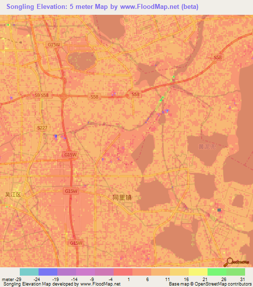 Songling,China Elevation Map