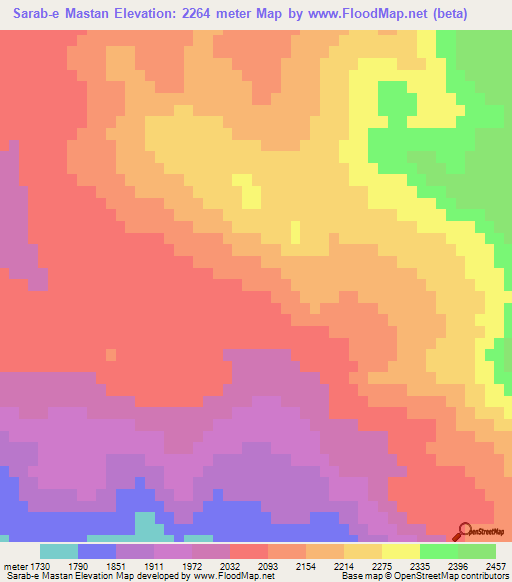 Sarab-e Mastan,Iran Elevation Map