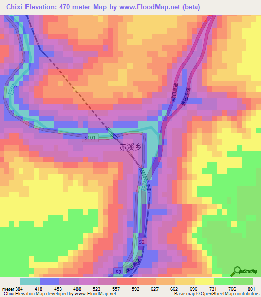 Chixi,China Elevation Map
