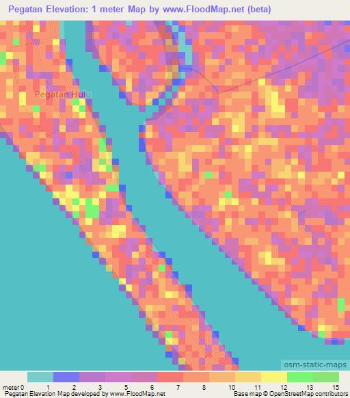 Pegatan,Indonesia Elevation Map