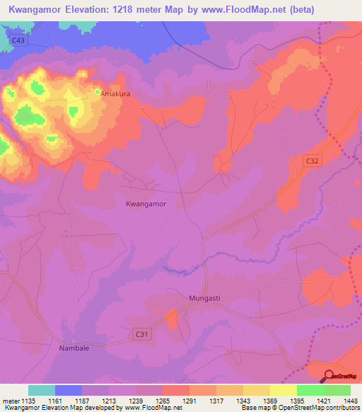 Kwangamor,Kenya Elevation Map
