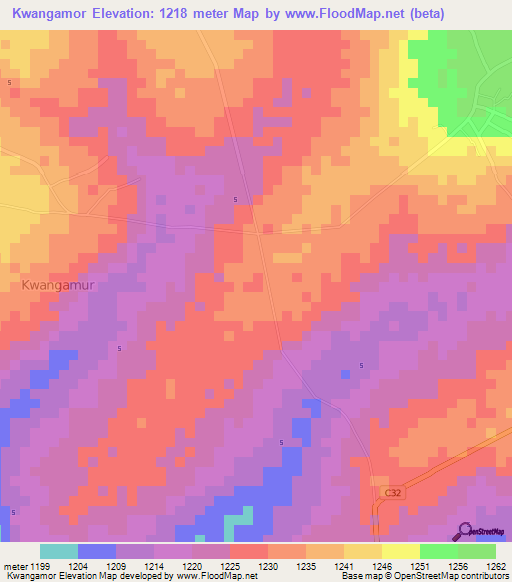 Kwangamor,Kenya Elevation Map