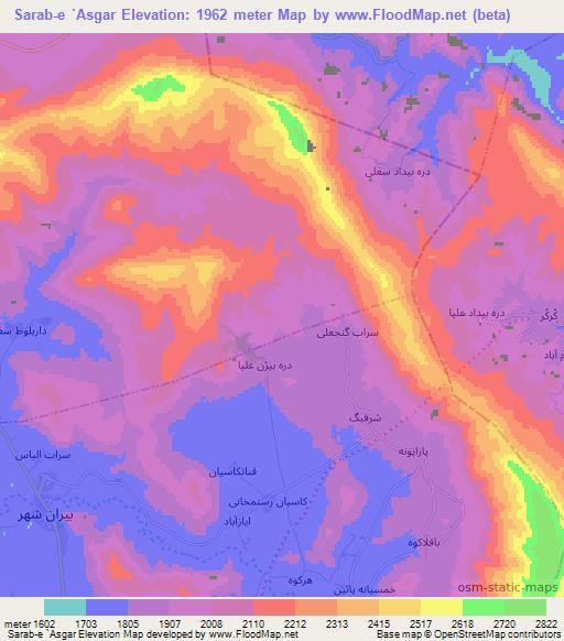 Sarab-e `Asgar,Iran Elevation Map