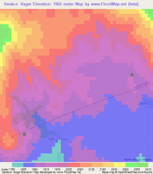 Sarab-e `Asgar,Iran Elevation Map