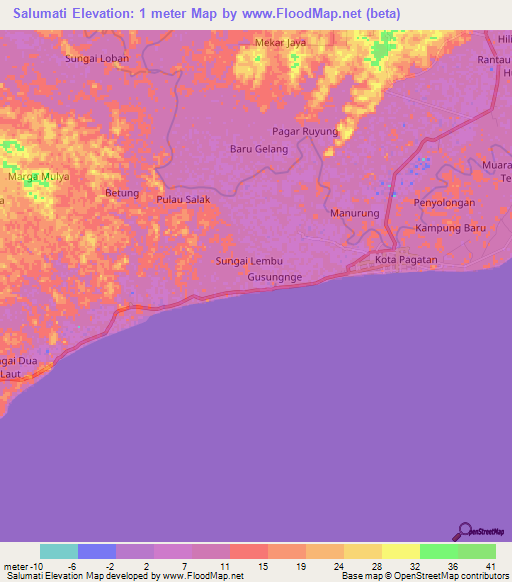 Salumati,Indonesia Elevation Map
