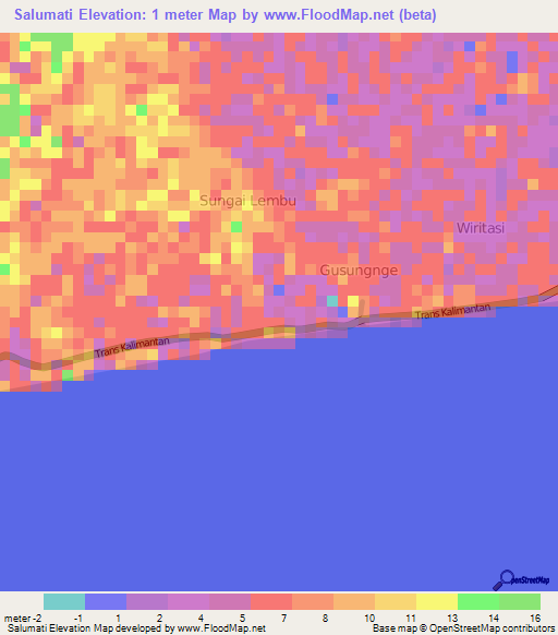 Salumati,Indonesia Elevation Map