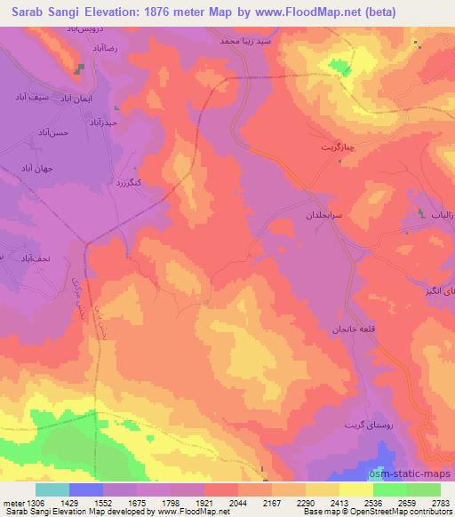 Sarab Sangi,Iran Elevation Map