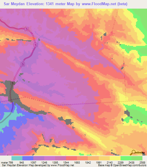 Sar Meydan,Iran Elevation Map