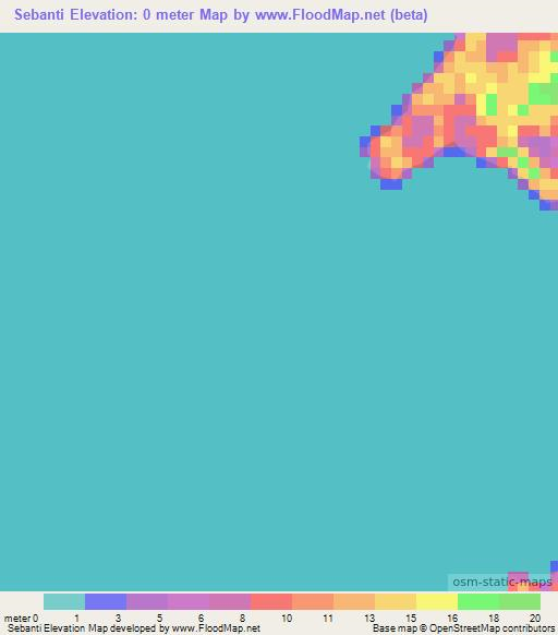 Sebanti,Indonesia Elevation Map