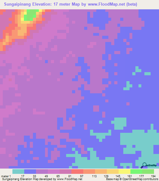 Sungaipinang,Indonesia Elevation Map