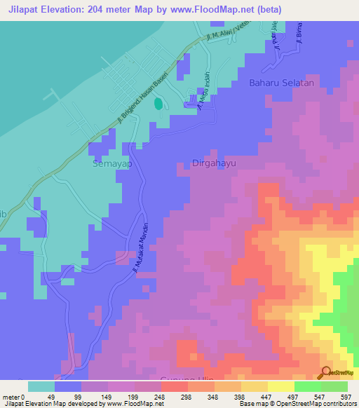 Jilapat,Indonesia Elevation Map